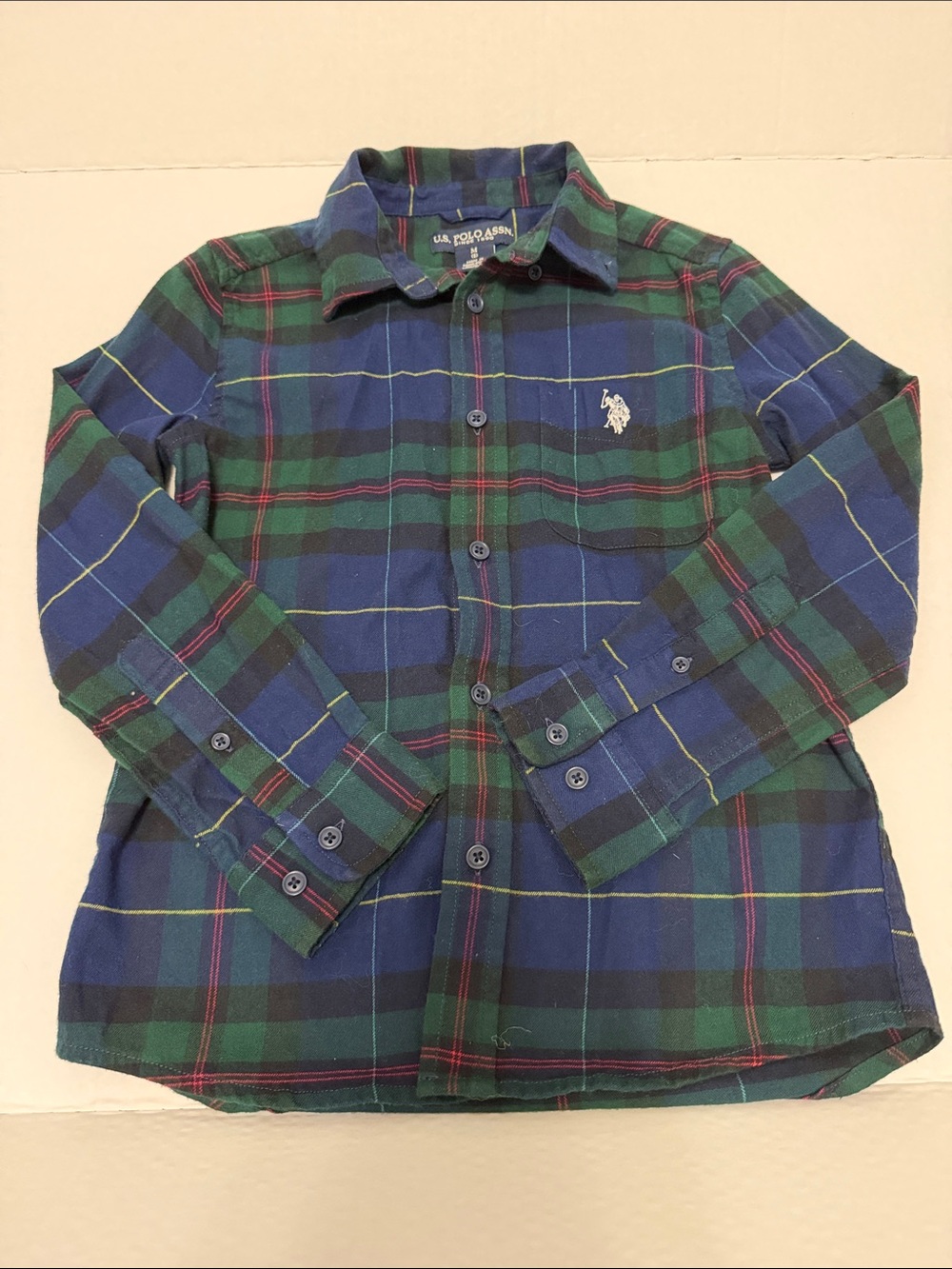 U.S. Polo Assn. Boys' Green & Blue Plaid Button-Up Shirt